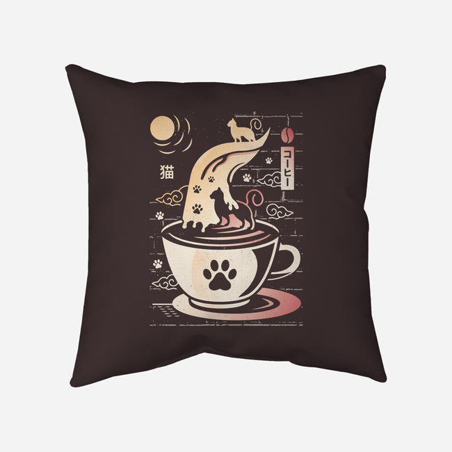 Coffee Night Japanese Cats-none removable cover w insert throw pillow-Logozaste