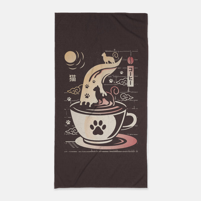 Coffee Night Japanese Cats-none beach towel-Logozaste