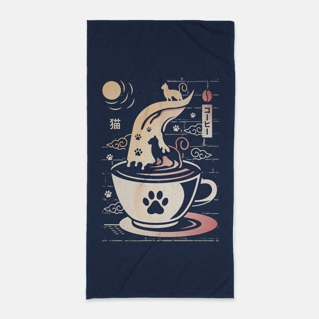 Coffee Night Japanese Cats-none beach towel-Logozaste