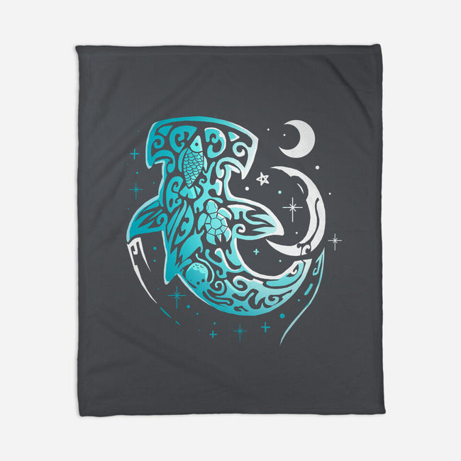 Moon Shark-none fleece blanket-Vallina84