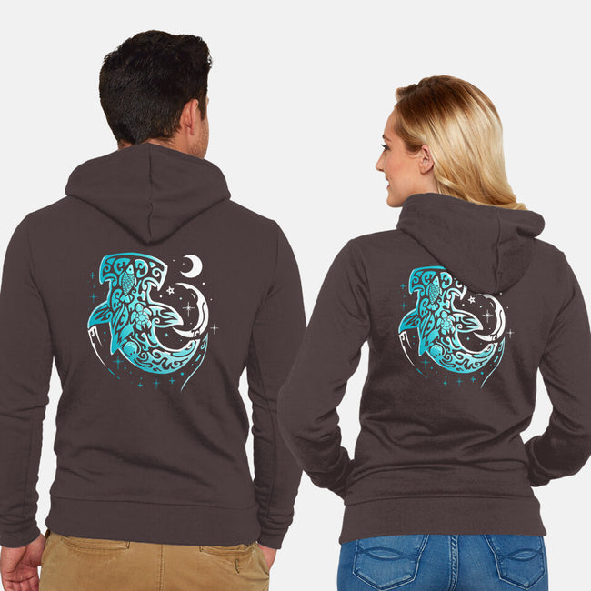 Moon Shark-unisex zip-up sweatshirt-Vallina84