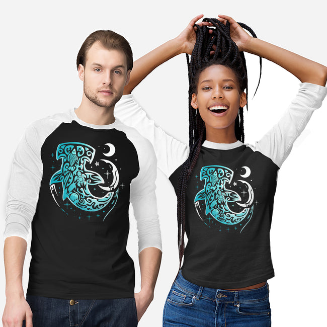 Moon Shark-unisex baseball tee-Vallina84