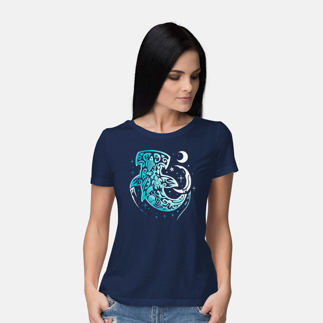 Moon Shark-womens basic tee-Vallina84