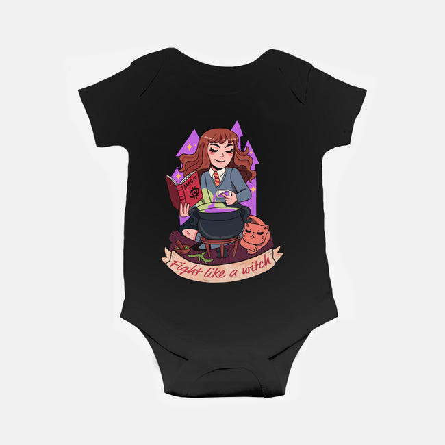 Fight Like A Witch-baby basic onesie-Conjura Geek