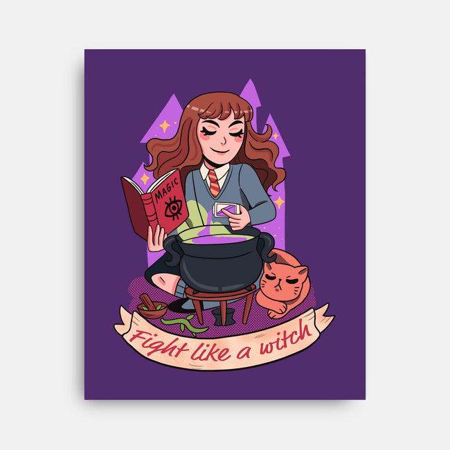 Fight Like A Witch-none stretched canvas-Conjura Geek