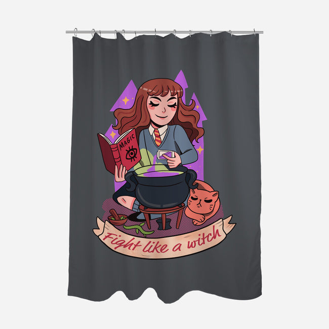 Fight Like A Witch-none polyester shower curtain-Conjura Geek