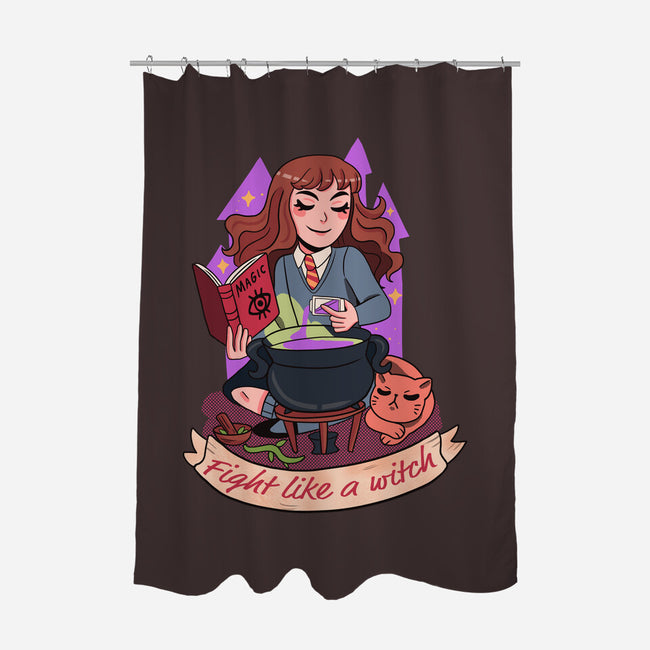 Fight Like A Witch-none polyester shower curtain-Conjura Geek