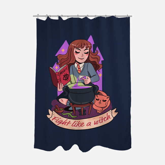 Fight Like A Witch-none polyester shower curtain-Conjura Geek