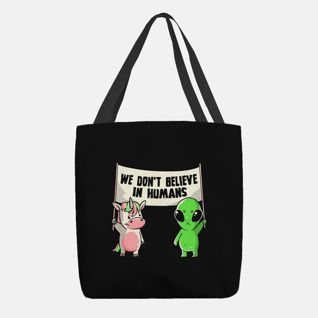 We Don't Believe In Humans-none basic tote bag-eduely