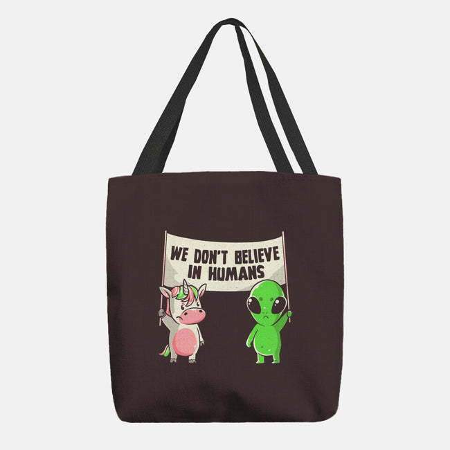 We Don't Believe In Humans-none basic tote bag-eduely