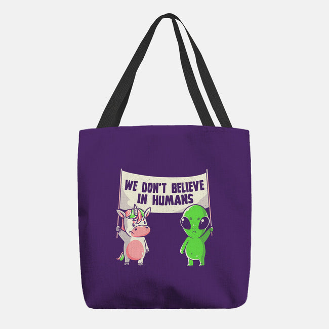 We Don't Believe In Humans-none basic tote bag-eduely