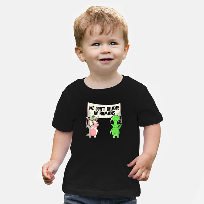 We Don't Believe In Humans-baby basic tee-eduely