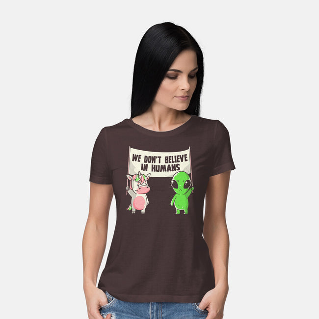 We Don't Believe In Humans-womens basic tee-eduely