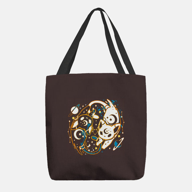 Kitten Moon Stars-none basic tote bag-Vallina84