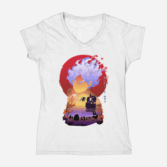 Straw Hat-womens v-neck tee-Bibo
