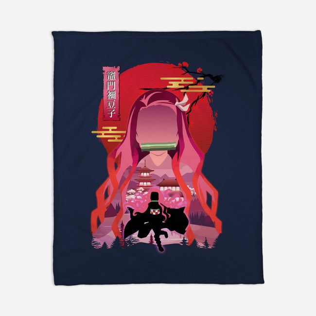 Kamado Nezuko-none fleece blanket-sacca