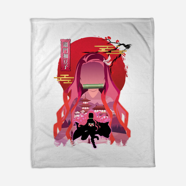 Kamado Nezuko-none fleece blanket-sacca