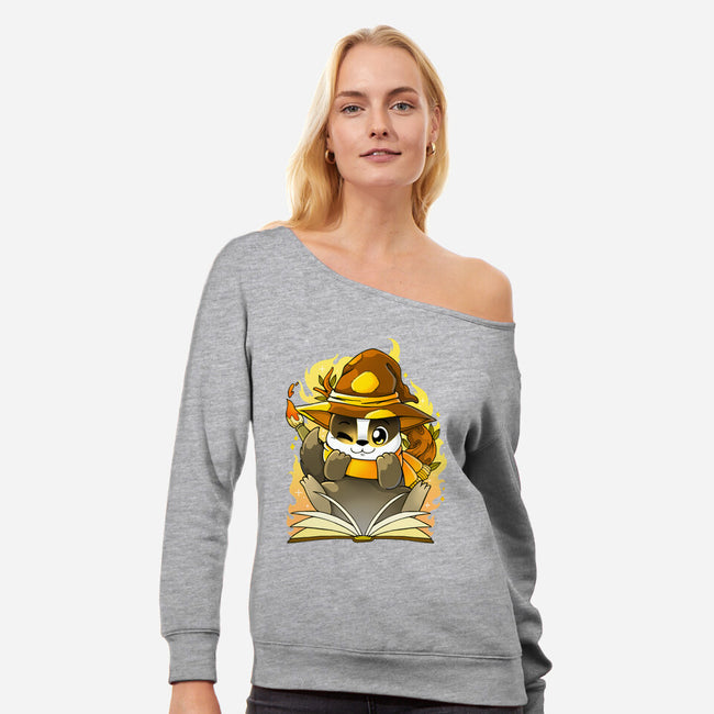 Wizard Puff-womens off shoulder sweatshirt-Vallina84