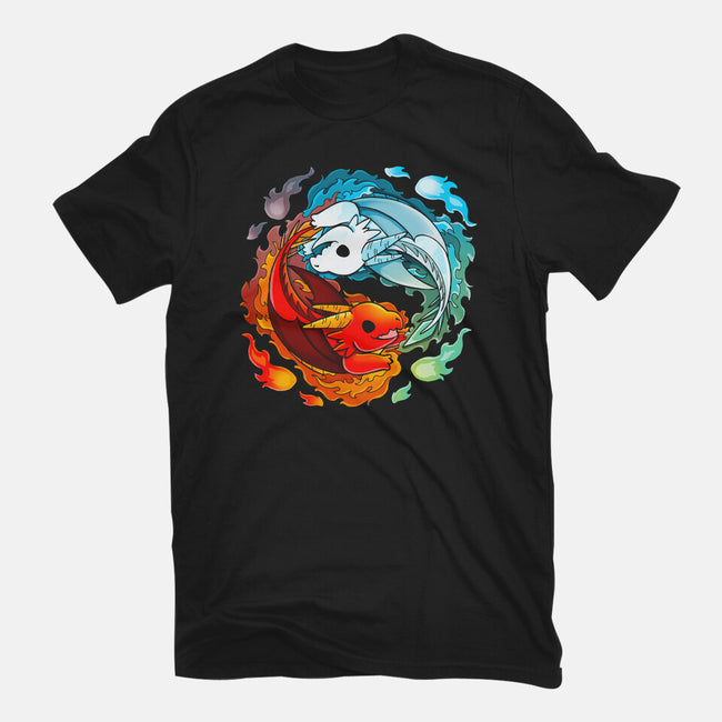 Yin Yang Fire Water Dragons-womens fitted tee-Vallina84