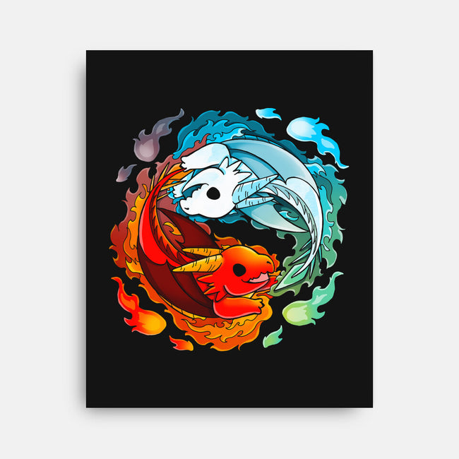 Yin Yang Fire Water Dragons-none stretched canvas-Vallina84