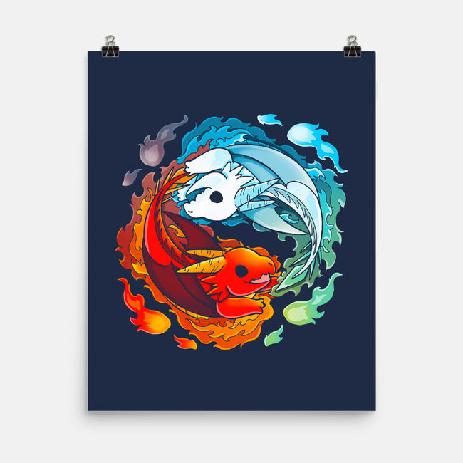 Yin Yang Fire Water Dragons-none matte poster-Vallina84
