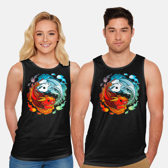 Yin Yang Fire Water Dragons-unisex basic tank-Vallina84