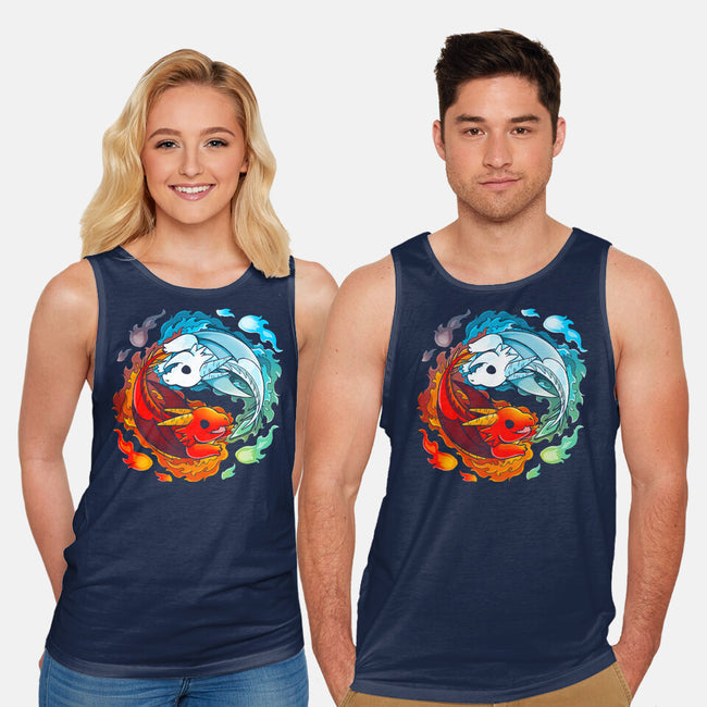Yin Yang Fire Water Dragons-unisex basic tank-Vallina84