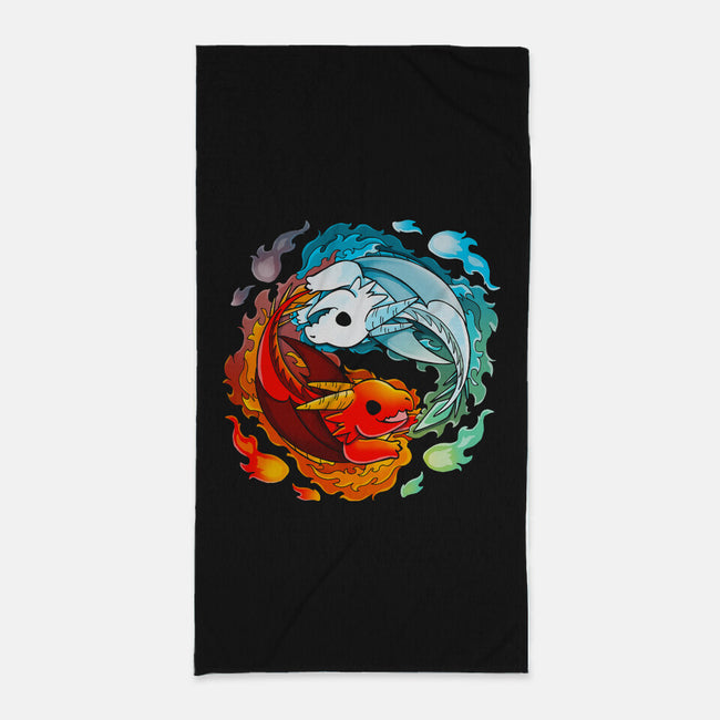 Yin Yang Fire Water Dragons-none beach towel-Vallina84