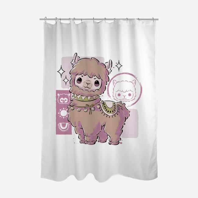 Cute Alpaca-none polyester shower curtain-xMorfina