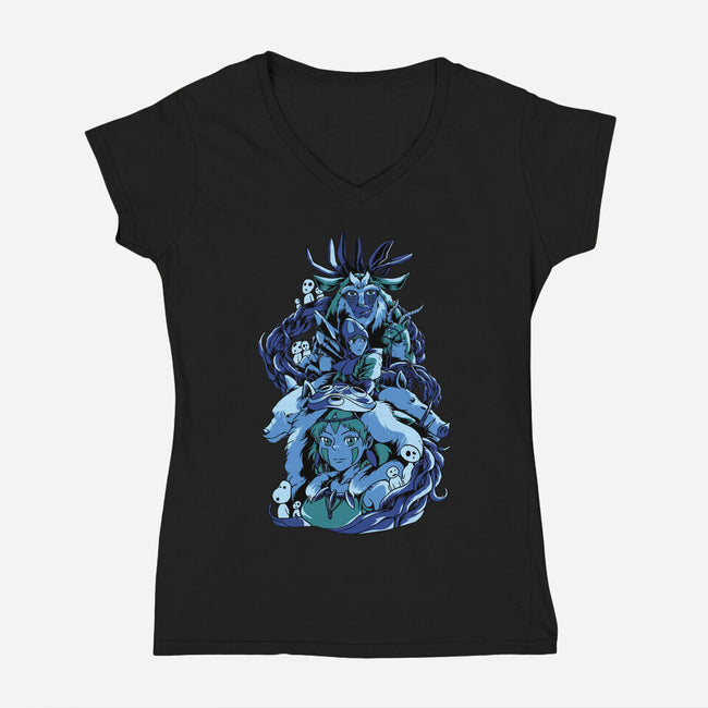Princess Wolf-womens v-neck tee-Sux
