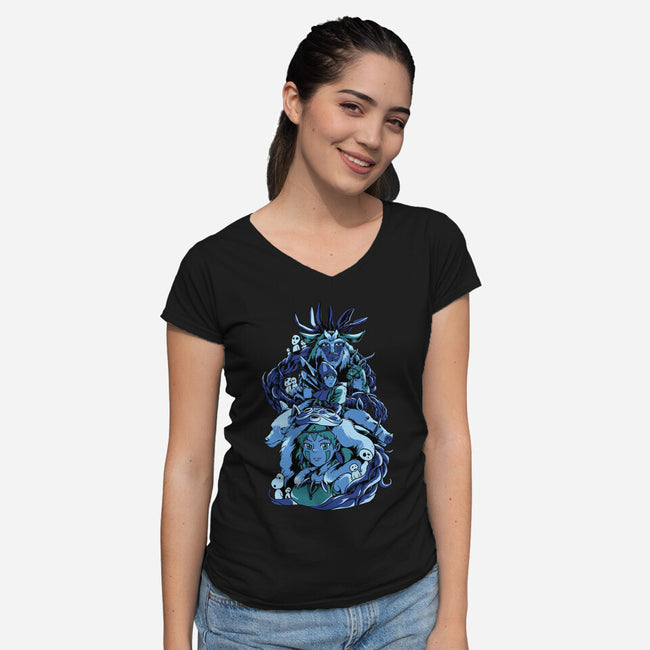 Princess Wolf-womens v-neck tee-Sux