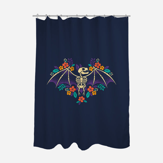 Flowered Bat Skeleton-none polyester shower curtain-NemiMakeit