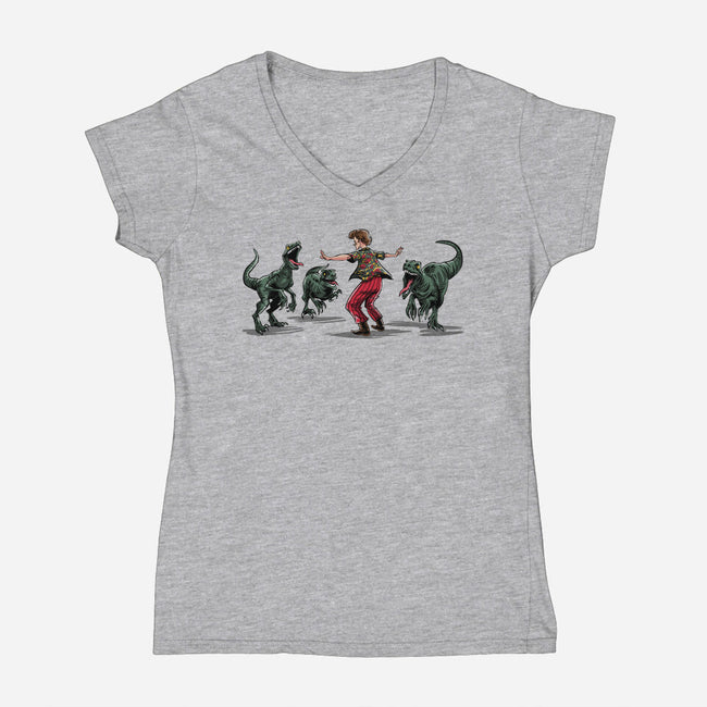 Jurassic Detective-womens v-neck tee-zascanauta