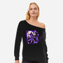 Grinning Cat-womens off shoulder sweatshirt-Vallina84