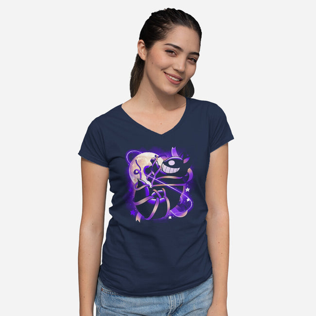 Grinning Cat-womens v-neck tee-Vallina84