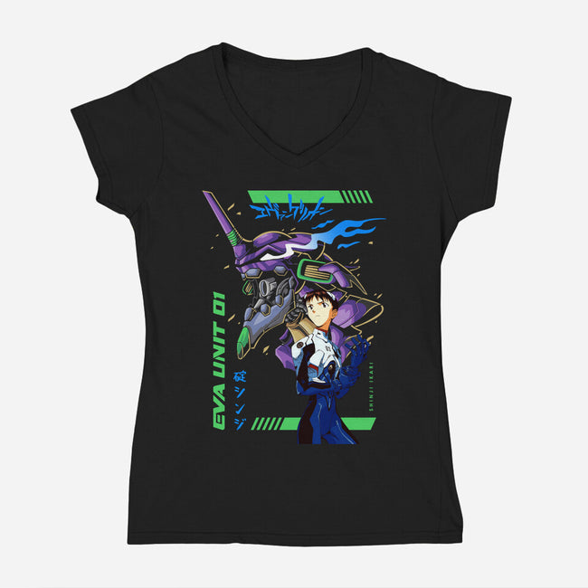 Evangelion Unit 01-womens v-neck tee-Hova