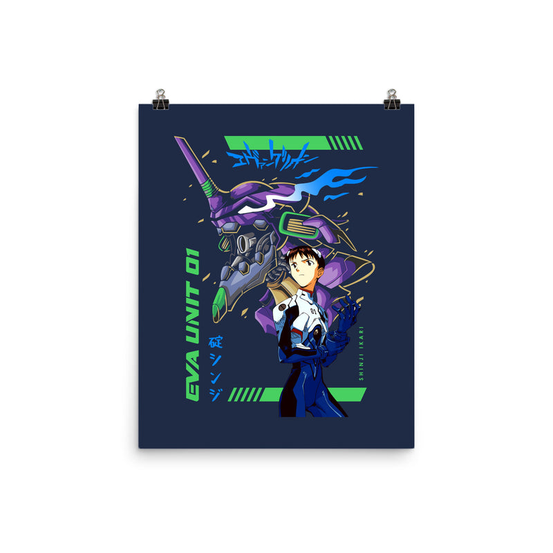 EVANGELION TYPE BLUE ポスター Evangelion Unit 01-none matte poster-Hova by TeeFury