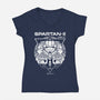 117 Emblem-womens v-neck tee-Logozaste