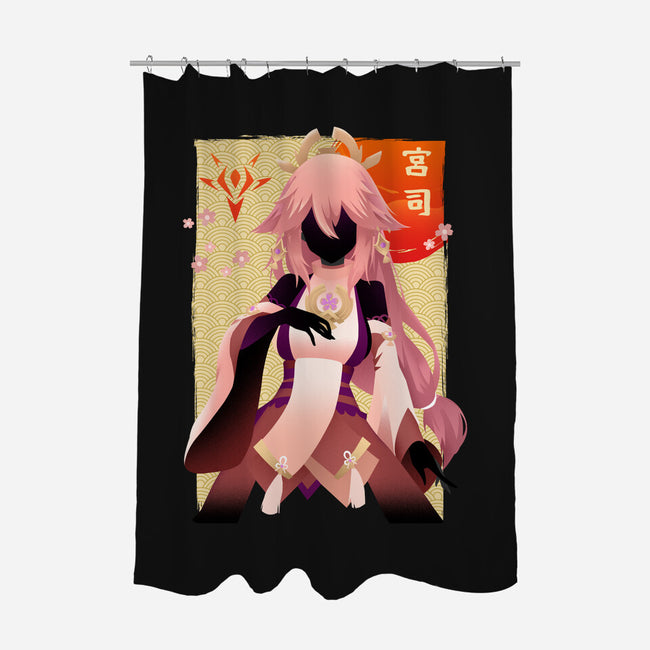 The Fox Girl-none polyester shower curtain-bellahoang