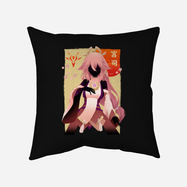 The Fox Girl-none removable cover throw pillow-bellahoang