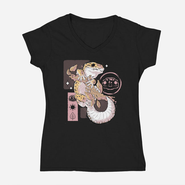 Leopard Gecko-womens v-neck tee-xMorfina