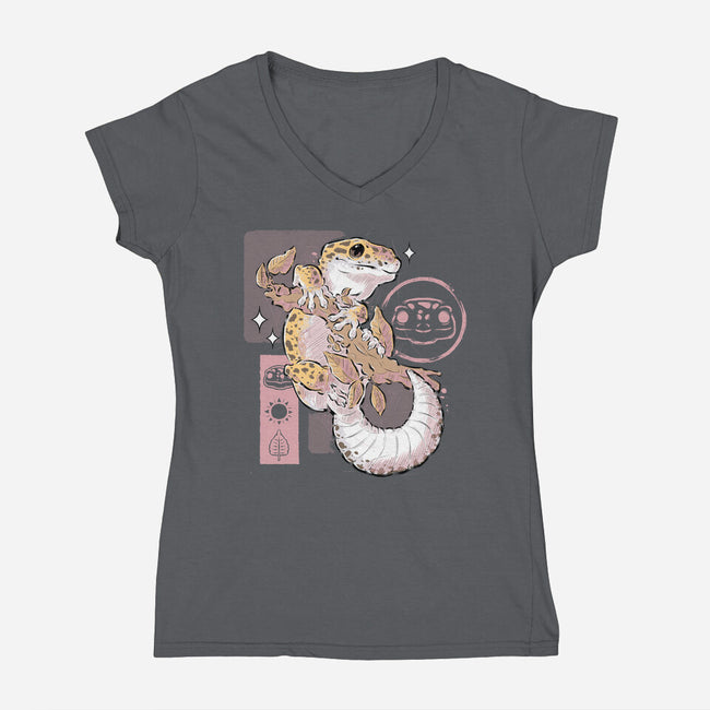 Leopard Gecko-womens v-neck tee-xMorfina