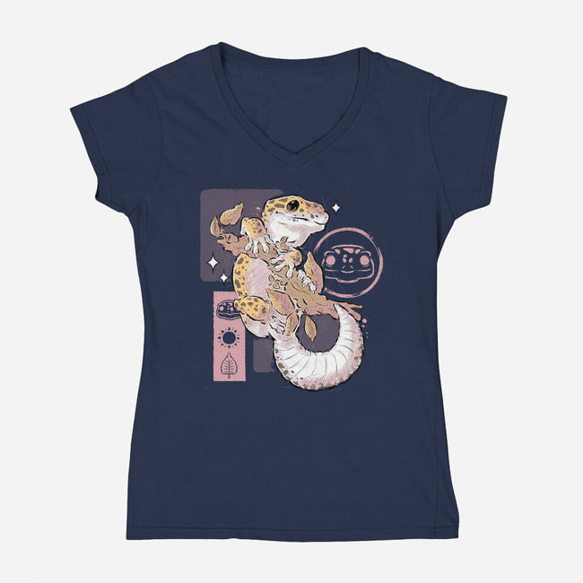 Leopard Gecko-womens v-neck tee-xMorfina
