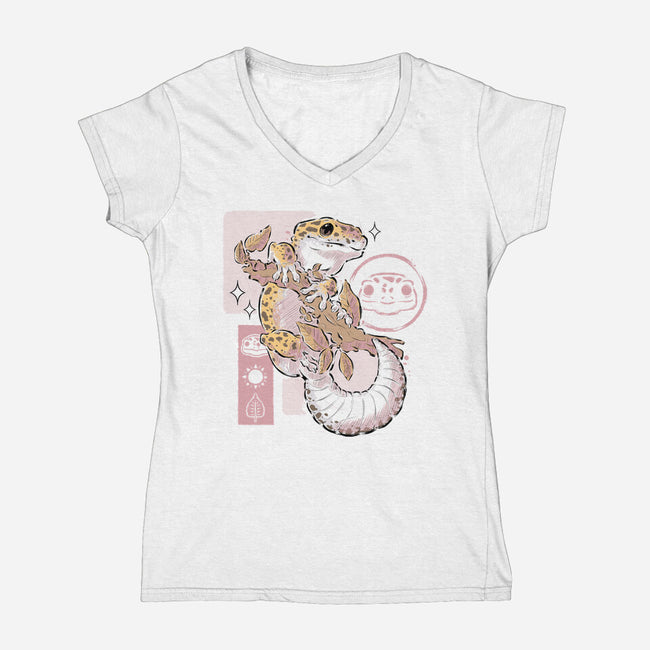 Leopard Gecko-womens v-neck tee-xMorfina