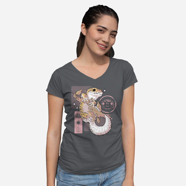 Leopard Gecko-womens v-neck tee-xMorfina