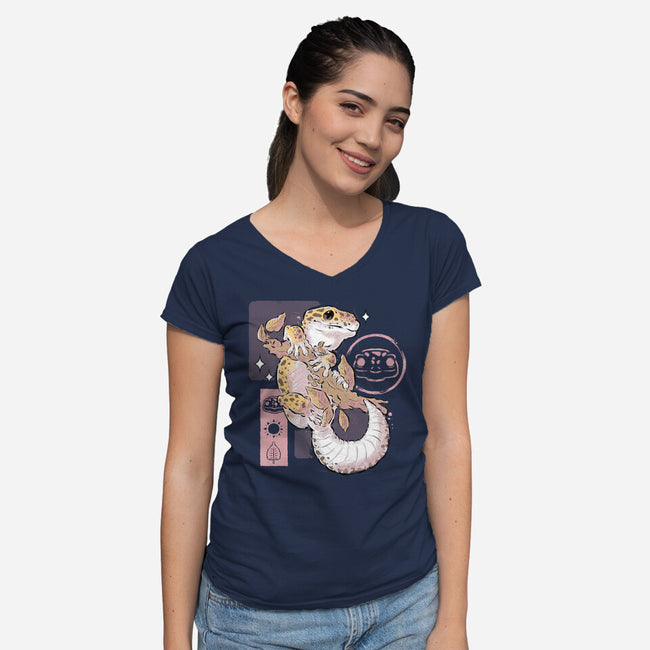Leopard Gecko-womens v-neck tee-xMorfina