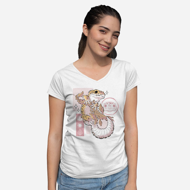 Leopard Gecko-womens v-neck tee-xMorfina