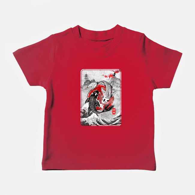 The Koi Fish Yin Yang-baby basic tee-RonStudio