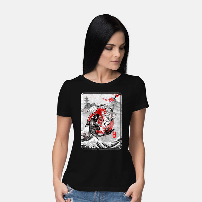 The Koi Fish Yin Yang-womens basic tee-RonStudio