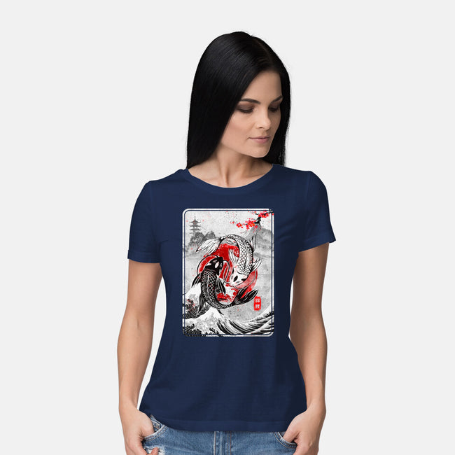 The Koi Fish Yin Yang-womens basic tee-RonStudio